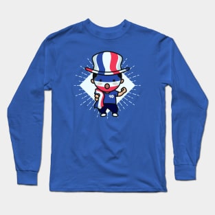 Cute France Football Fan // Kawaii Cute French Soccer Supporter Long Sleeve T-Shirt